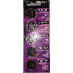 Изображение товара -  Батарейка CR2016 Toshiba Lithium, Таблетка, Блістер-5шт.