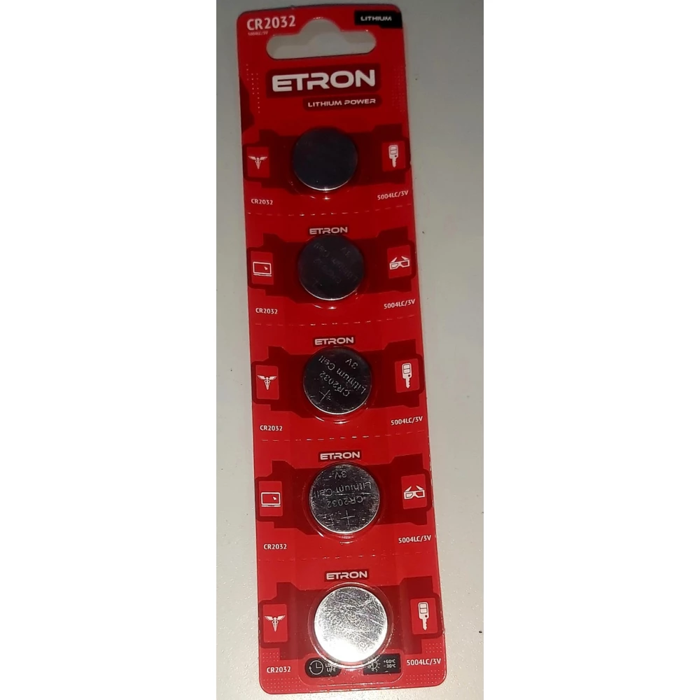 Батарейка CR2032 ETRON Lithium Power , Блістер-5шт.