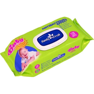 Изображение товара -  Волога серветка “Handy Fresh“ 120 л. Антибактеріальна. ящ.12шт. з клапаном