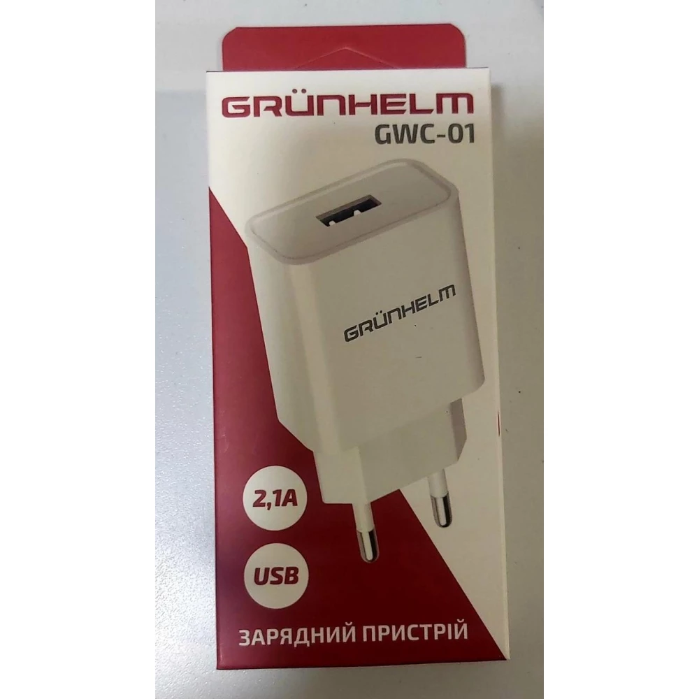 Блок живлення - GWC-01, 5V/2,1А, 1 USB, білий (GRUNHELM)