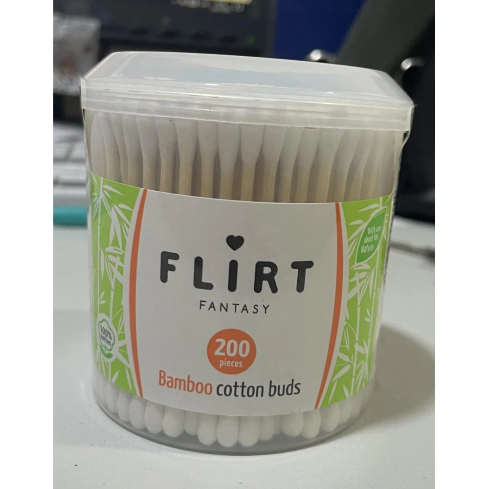 Ватні палички бамбук Fantasi FLIRT - 200 шт. Круг. банка (12 шт.-пач,48 шт./яск.)