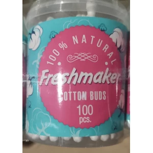 Изображение товара -  Ватні палички “Freshmaker“ 100шт., пач.-12шт., ящ.-144шт. Кр.Кор., Турція.