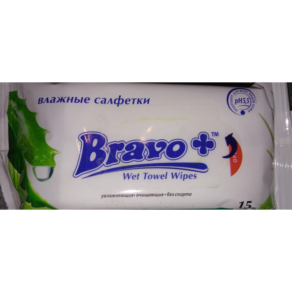 Волога Серветка “Bravo+“ 15л, алоє, ящ.-160шт.