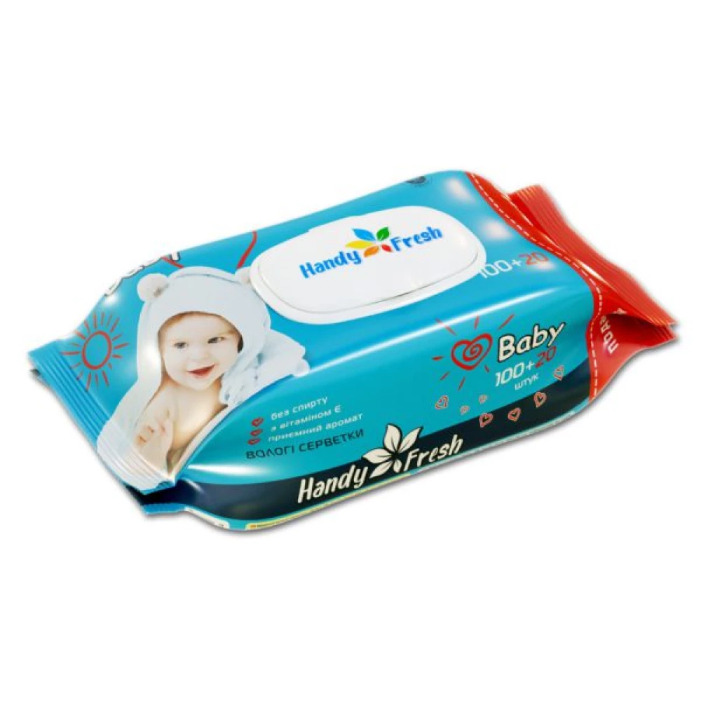 Волога серветка “Handy Fresh“ 100+20 л. Дитяча. ящ.12шт. з клапаном