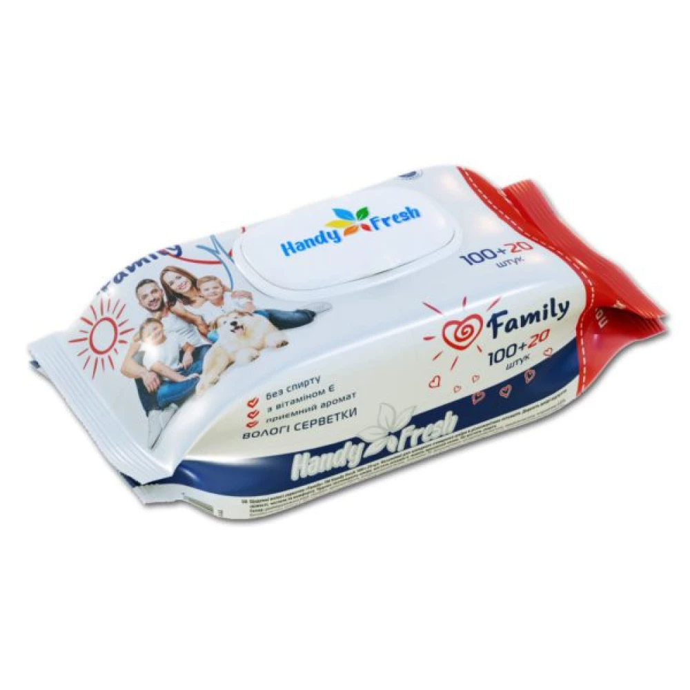 Волога серветка “Handy Fresh“ 100+20 л. Сімейна ящ.12шт. з клапаном