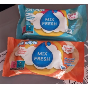 Изображение товара -  Волога серветка “MIX FRESH“ 15л. ящ. 180 шт. персик/діня