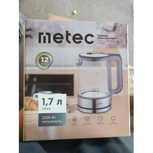 Изображение товара -  Електрочайник ЕК-02GG 1,7л, 2200 Вт корпус скло, сірий METEC