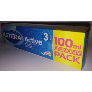 Изображение товара -  Зубна паста Astera  Active + Active3    (Потрійна дія) 110 мл., пач.-12шт.