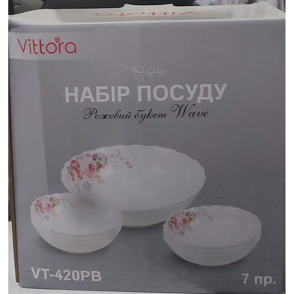 Набір салатників Рожевий букет Wave Vittora 7пр. VТ-420PB