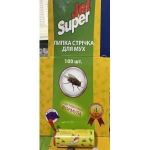 Изображение товара -  Липка стрічка від мух Jet Super 78см пач.-100шт., Ящ.-10пач.