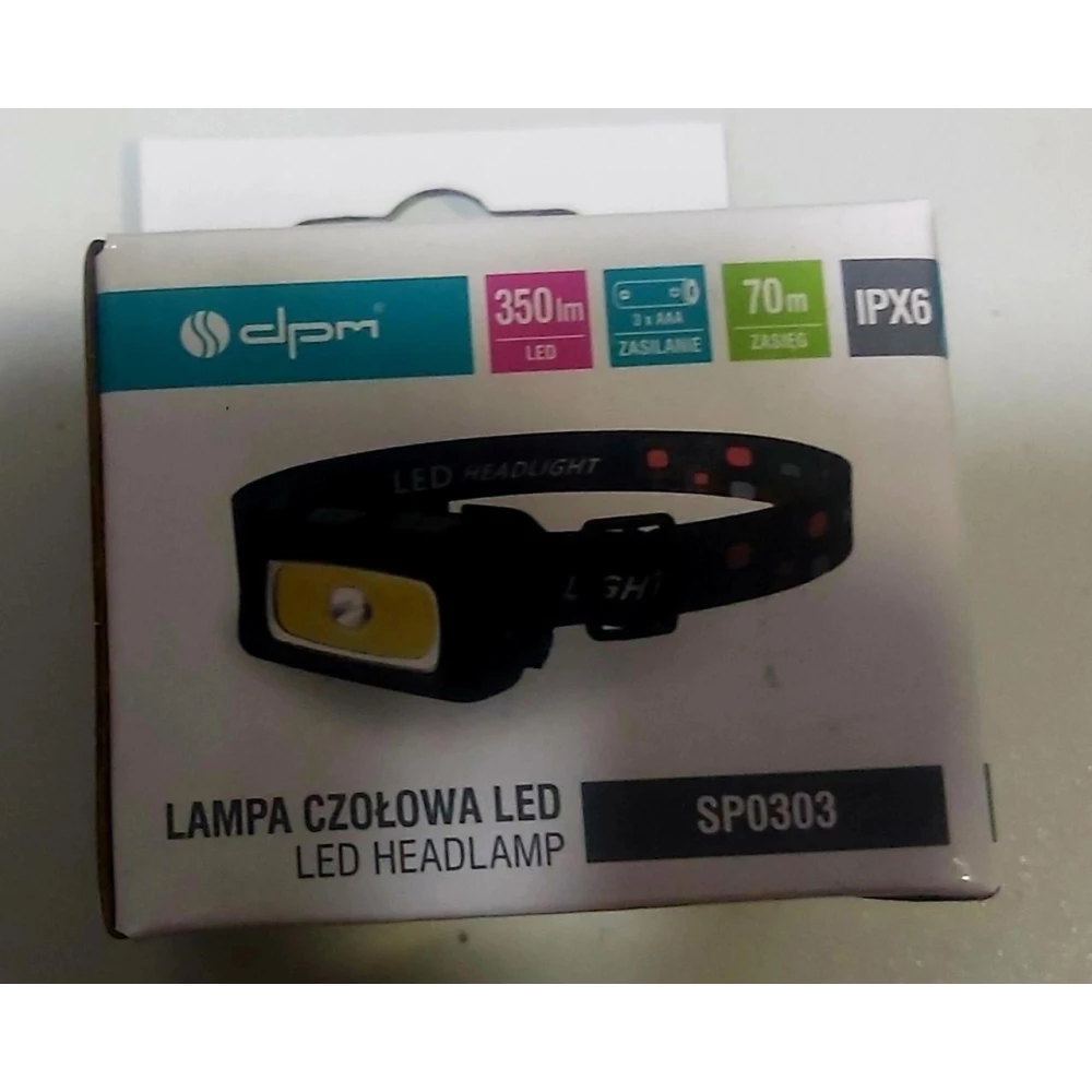 Ліхтарик Led налобний чорний  350Lm. 3*AAA (SP0303) 75-15-26