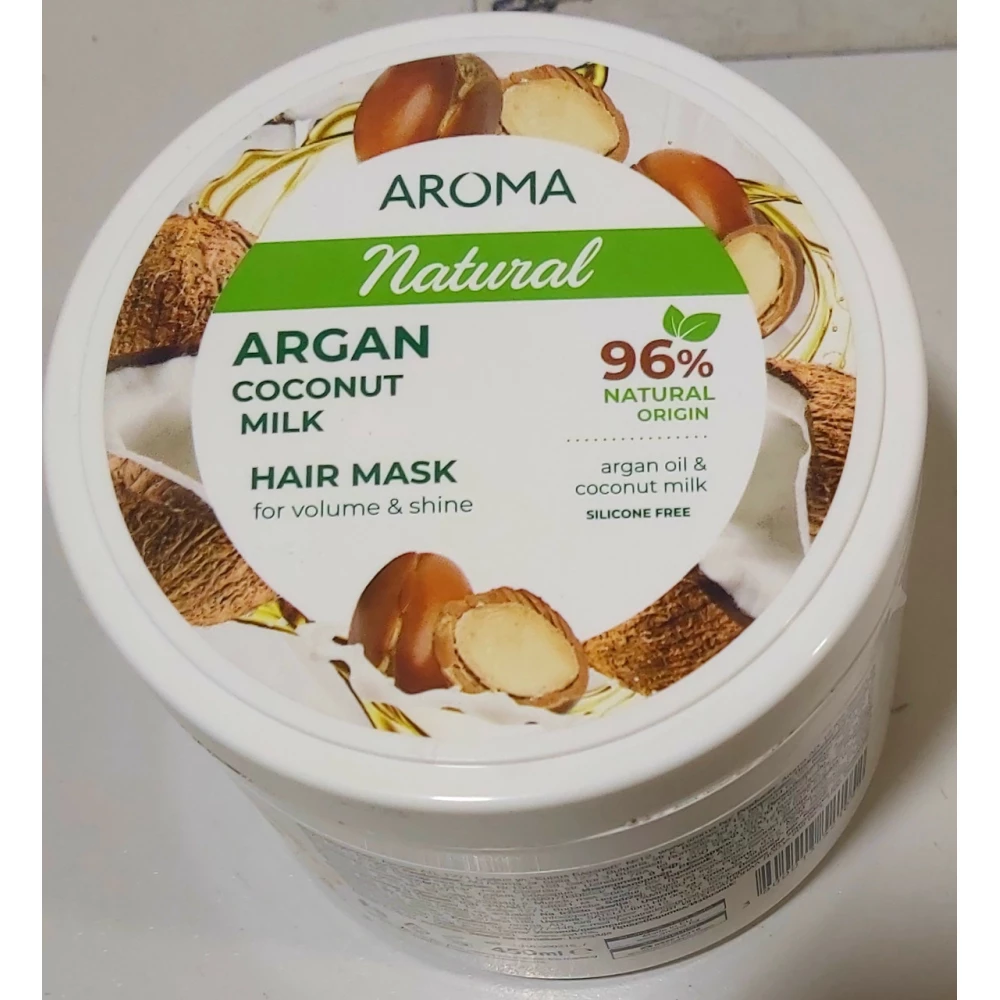 Маска  Aroma Natural з аргановою олією і кокосовим молоком  для блиску волосся (450мл.)
