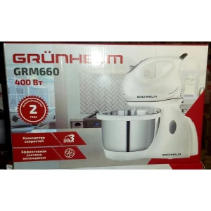 Изображение товара -  Міксер єлектро GMR660 200-400Вт., 2 вінця, білий Grunhelm
