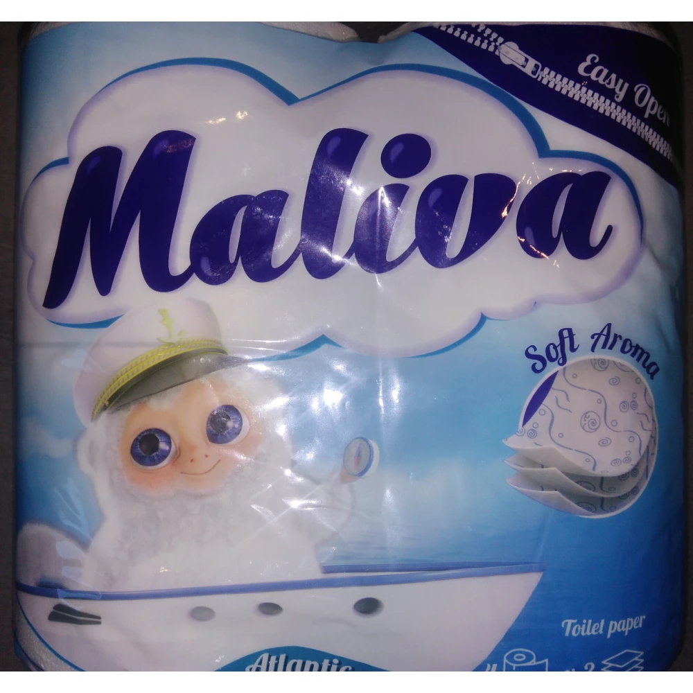 Туалетний папір Maliva Atlantic АРОМАТ, тришаровий “Морська Свіжість“ 17м., 1шт.-4рул.