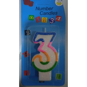 Изображение товара -  Свічка в торт Цифра“3“ 3,8*7(уп.12)