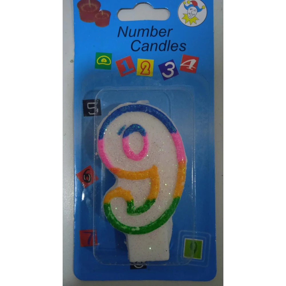 Свiчка в торт Цифра “9“ 3,8*7 (уп.12)