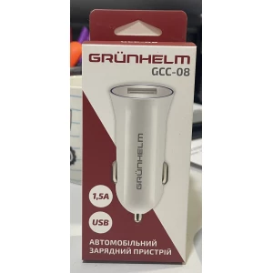 Изображение товара -  Автомобілиний зарядний пристрій для телефону 5V. 1.5A-1USB. GCC-08 GRUNHELM