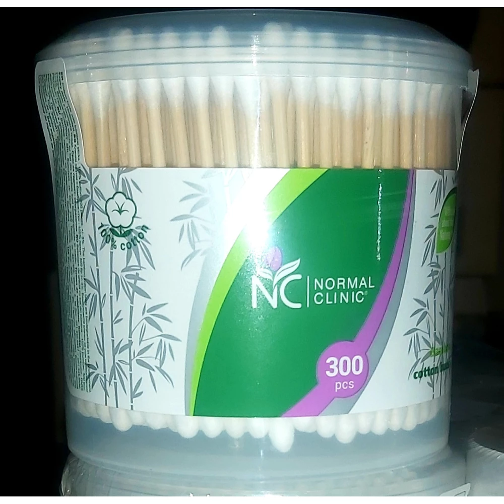 Ватні палички NORMAL cliniс бамбук - 300 шт. в круглій коробціі (36 шт/ящ)