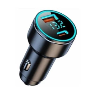 Зображення товара -  Автомобільний зарядний пристрій (New) USB/Tipe-C (12 / 24V - 5V 3A) чорний з підсвічуванням