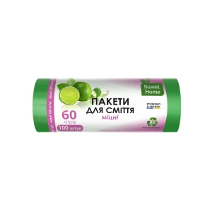 Изображение товара -  Пакети для сміття «МІЦНІ», 60 л, 100 шт. (зелений). “Sweet Home“