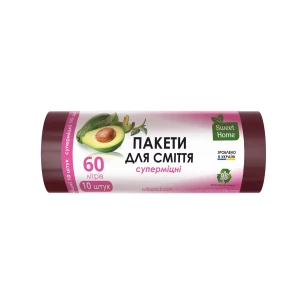 Изображение товара -  Пакети для сміття «СУПЕРМІЦНІ», 60 л, 10 шт.(марун) “Sweet Home“