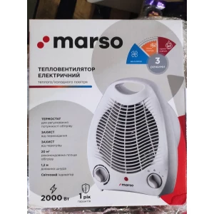 Изображение товара -  Тепловентилятор Marso M-501В 1000/2000W, термостат, 20 м3, 3реж.антиперекид