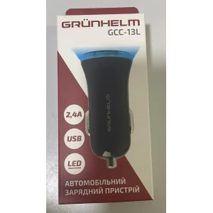 Изображение товара -  Автомобілиний зарядний пристрій для телефону 5V. 2,4A. GCC-13L GRUNHELM