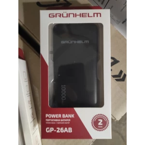 Изображение товара -  Power Bank Портативна батарея10000mAh чорний  Grunhelm GP-26 АВ